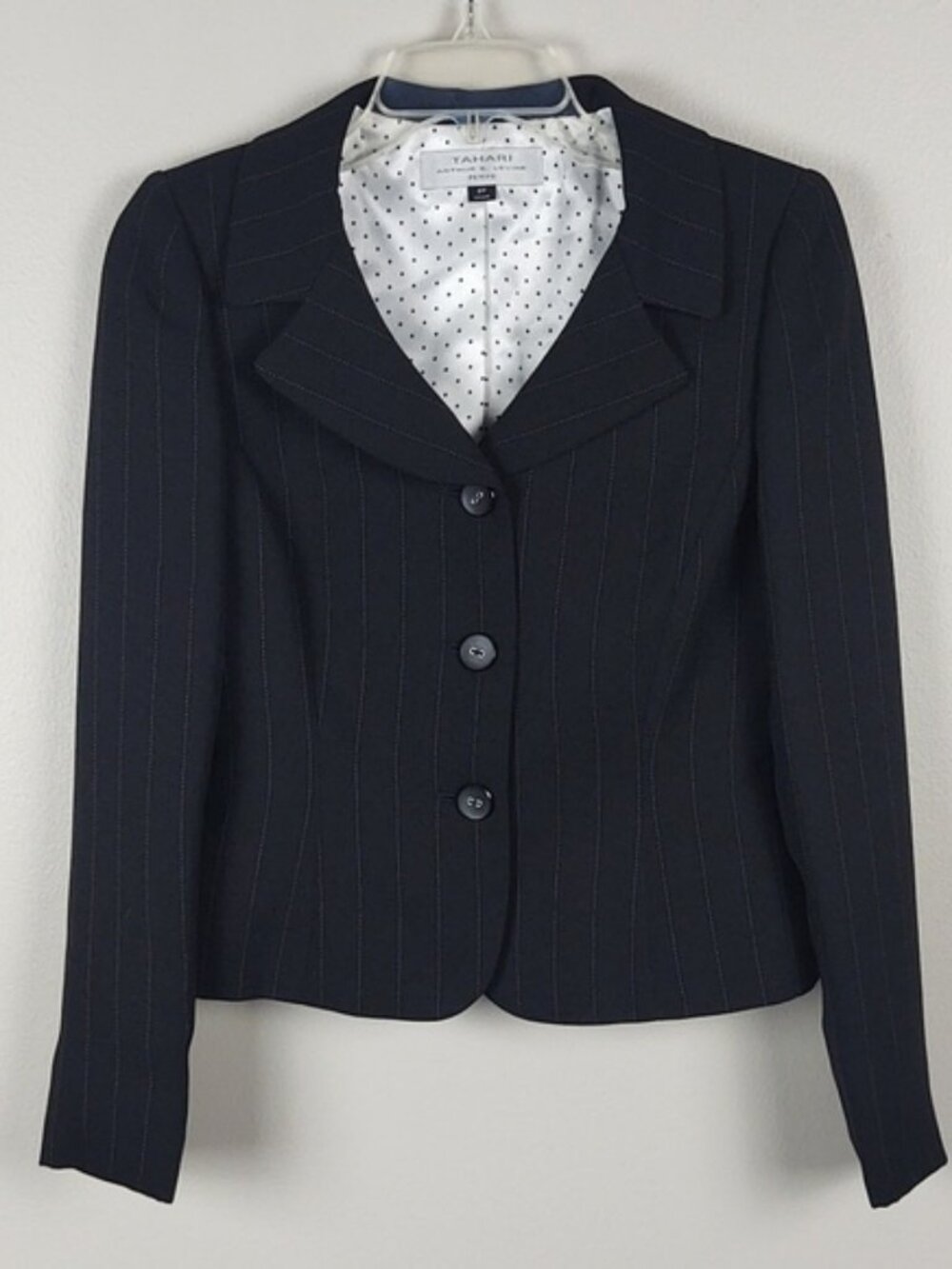 Tahari ASL Black Pinstripe Blazer Jacket 2P Petite (Matching Skirt 4P Available)